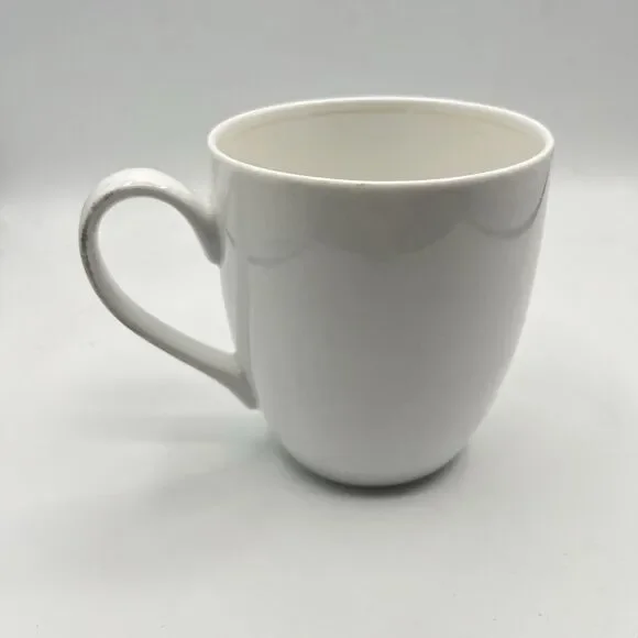 Crate & Barrel Mug White Porcelain Handled 4