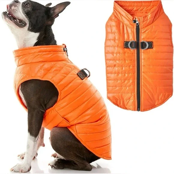 New Gooby Puffer Vest Dog Jacket‎ - OrangeUltra Thin Zip Up Wind Breaker