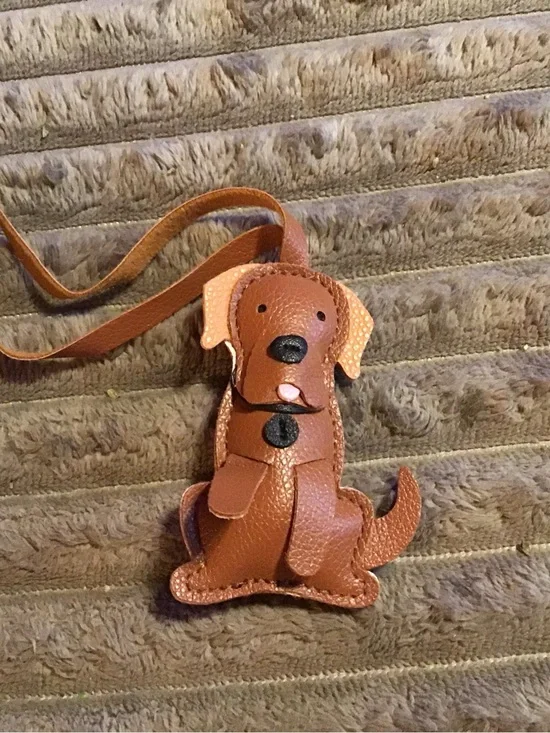 Brown Dog-Shaped Leather  Accessory Holder -