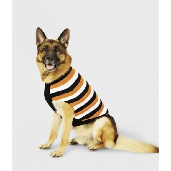 Hyde And Eek Dog Striped Halloween Sweaters Orange Black‎ White Size Small