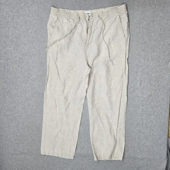 SAFARUI Men Pants Large 190/96B Beige Linen Casual Coastal Beach