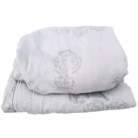 Vera Wang Designer QUEEN FLAT & FITTED Sheets Set 100% Cotton Blue Gray‎ Floral