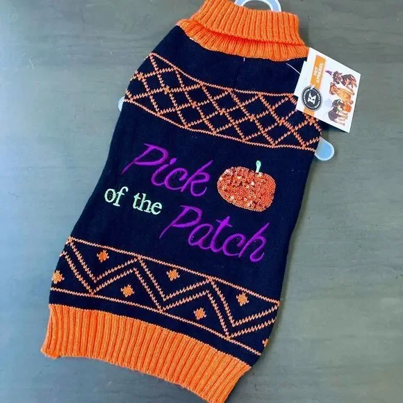 Halloween Pumpkin Dog Pick of the Patch Fall Pet Sweater
