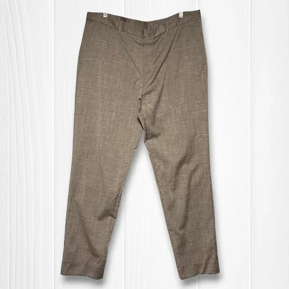 Hugo Boss Virgin Wool Flat Front Dress Pants Mens 36R Brown