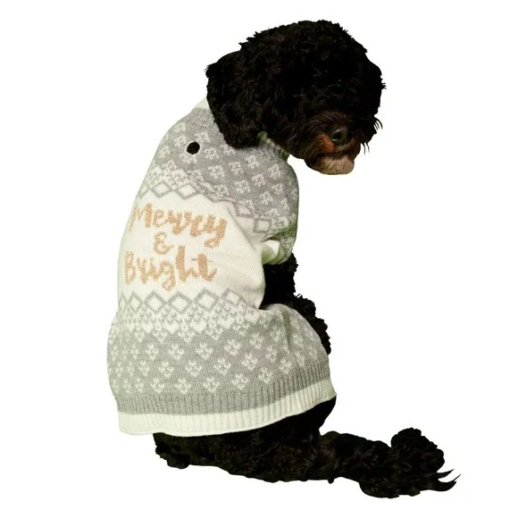Vibrant Life Dog Pet Holiday Merry & Bright Christmas Sweater Medium 20-50‎ LB