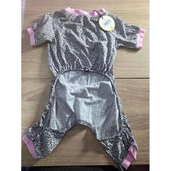Coco + Rebel Leopard‎ Print Pet Pajamas Pink Grey Animal Pattern Size Large NWT