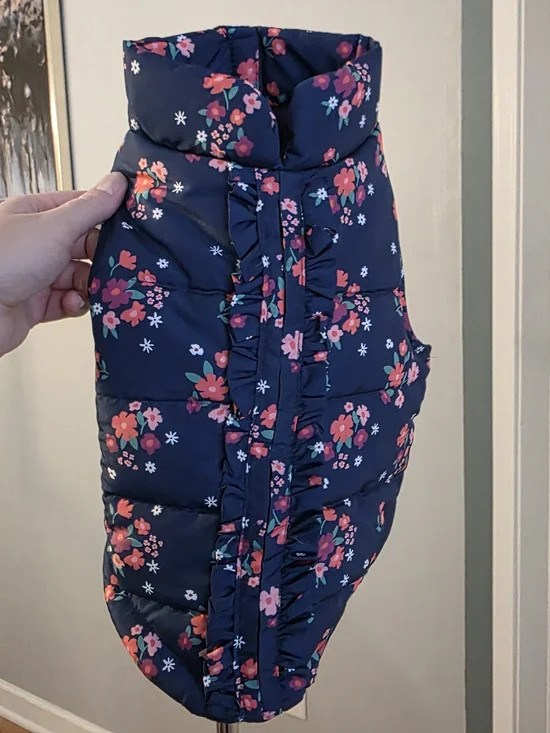Navy Floral Dog Puffer Coat