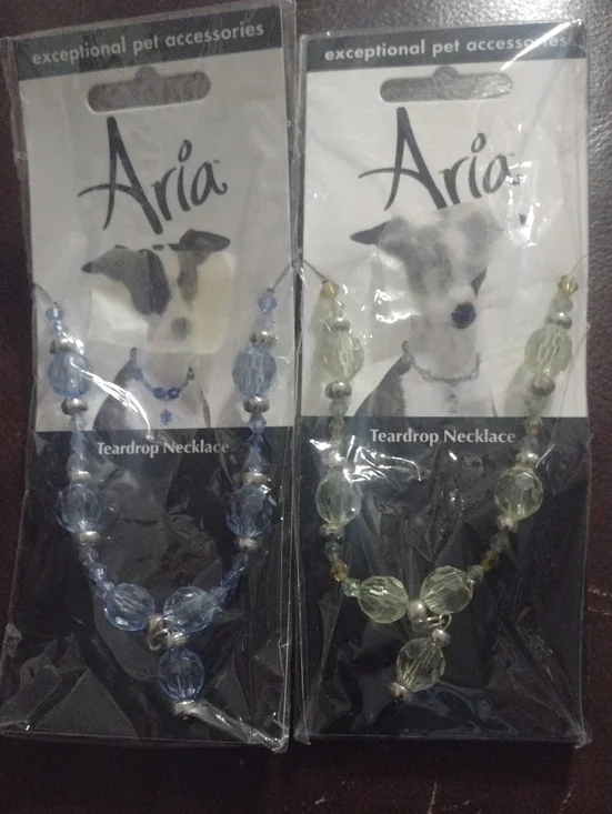 Aria Teardrop Pet Necklaces - Blue & Pale Green