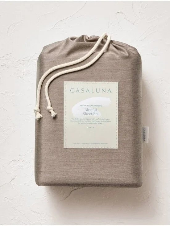 Casaluna Queen 400 Thread Count Rayon from Bamboo Sheet Set Fig Brown