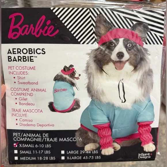 Barbie - Aerobics Barbie X-Small Pet Outfit Blue and Pink Accents PARTY CITY NWT