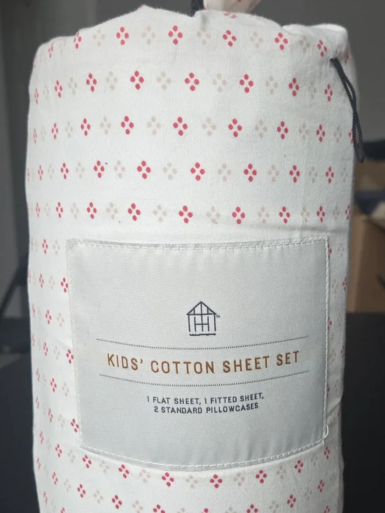 Hearth & Hand White Cotton Sheet Set with Pink Dot Accents Twin/Twin XL