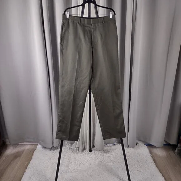 Perry Ellis Portfolio Men's, Olive Green Dress Slacks, Pants, Size 33X32