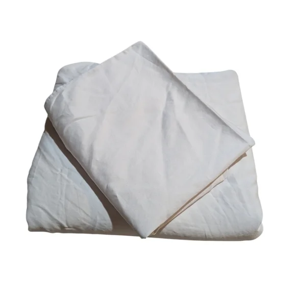 Barbara Barry Flat Sheet & Sham Queen Light Grey Embroidered 100% Cotton