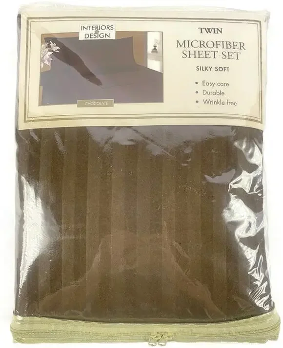 Interior Design Twin Sheet Set Microfiber Chocolate Brown Soft Silky Bedding
