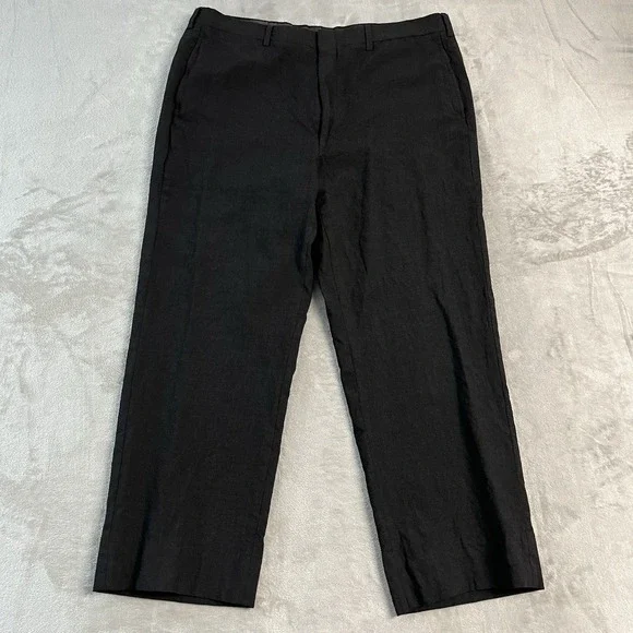Jos A Bank Executive Collection Black 100% Wool Dress Pants Mens 37x28 USA Made