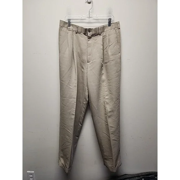 Ping Golf Pants Mens 36x34 Tan Pleated Front Rayon Blend Straight Leg Chino