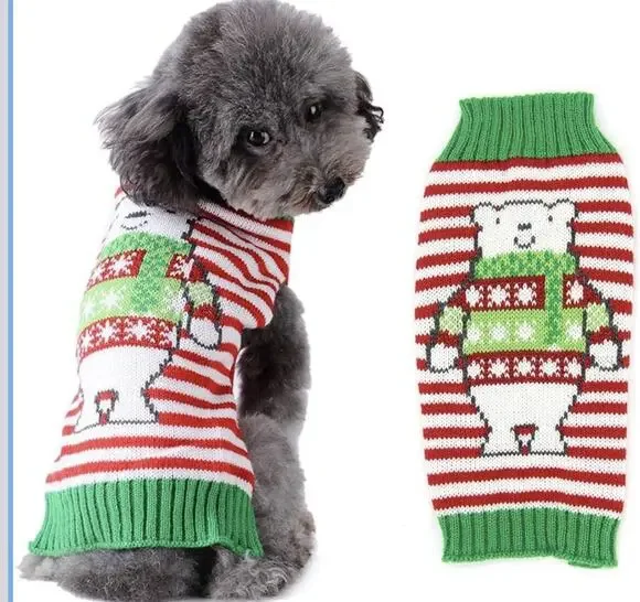 Tengzhi Dog Christmas Sweater Holiday Polar Bear Dog Small