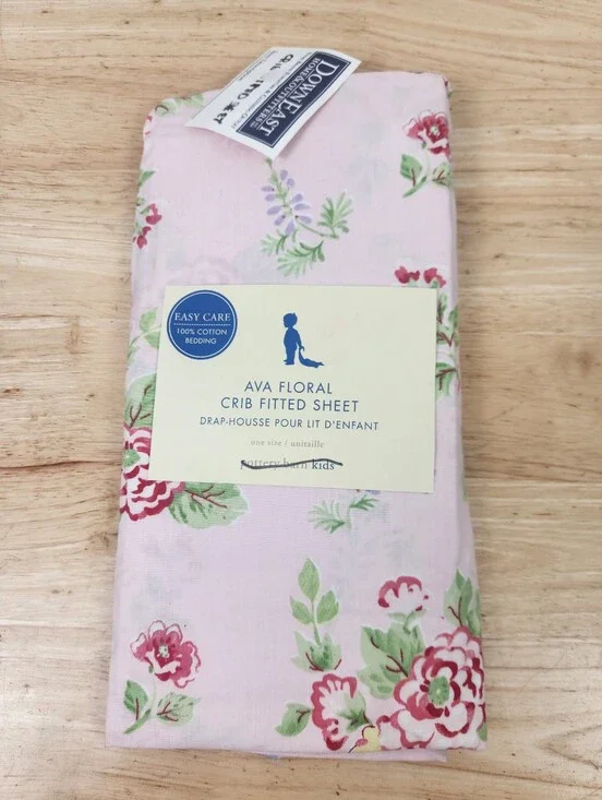Pottery Barn Kids Ava Floral Crib Fitted Sheet 100% Cotton NOS Cottagecore