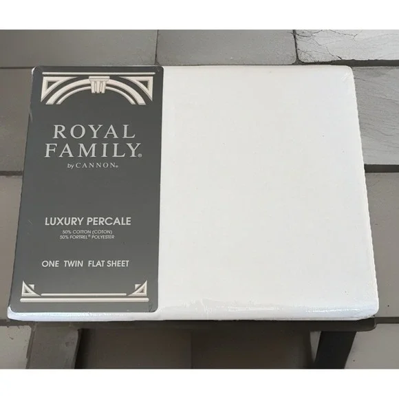 Vintage Royal Family By Cannon Sequences II‎ Twin size Flat Sheet White NEW