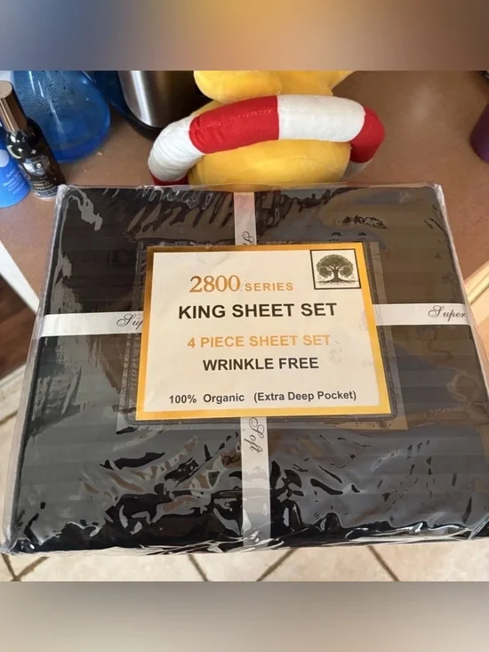 NEW Hotel Quality 2800 TC 100% Organic Cotton Sheets KING Size Deep Pocket Black