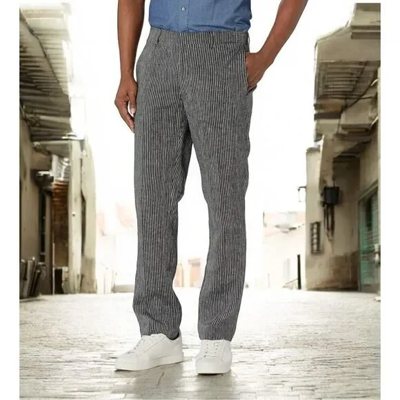 Cubavera Men's 40 x 32 Mini Stripe Linen Pant‎ Summer Vacation Trousers