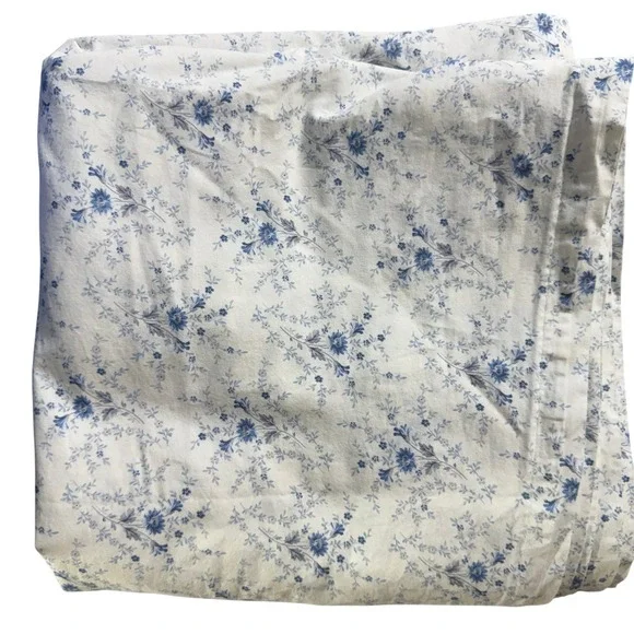 Lauren Ralph Lauren KING Cottage Spring Blue Floral Cotton Flat & Fitted Sheets