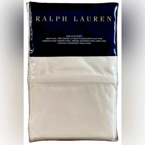 $145 NEW RALPH LAUREN HOME KING FLAT SHEET 464 TC REGATTA CREAM COTTON PERCALE