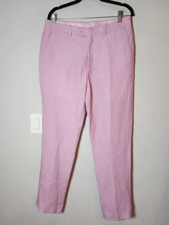 33x32 100% Linen Pink Pants Bar lll Men's Size 33 Slacks Dress Pants Breathable