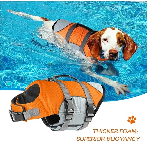 NEW! Dog Life Jacket Reflective Adjustable Enhanced Buoyancy Medium Girth