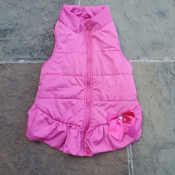 Dog's Pink Puffer Vest with Bow Detail Size L