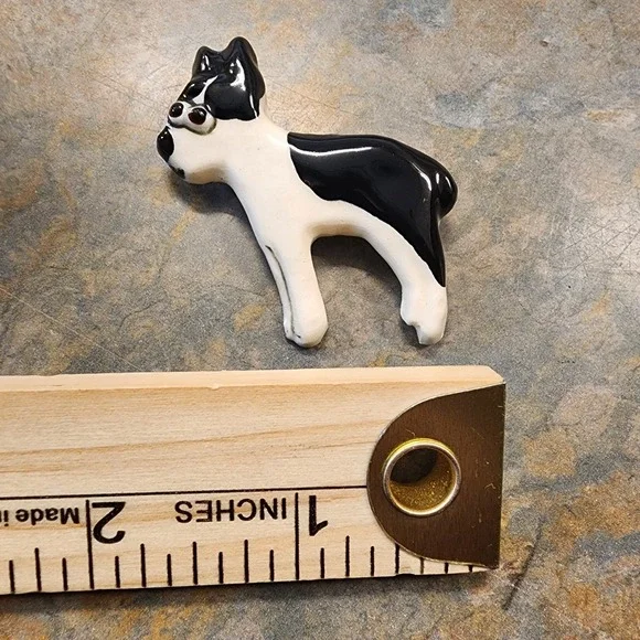 BOSTON TERRIER - hat pin , lapel pin , tie tac , hatpin Ceramic, Hand Painted