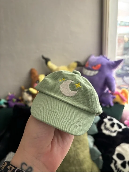 Light Green Dog Cap with Moon & Stars Embroidery
