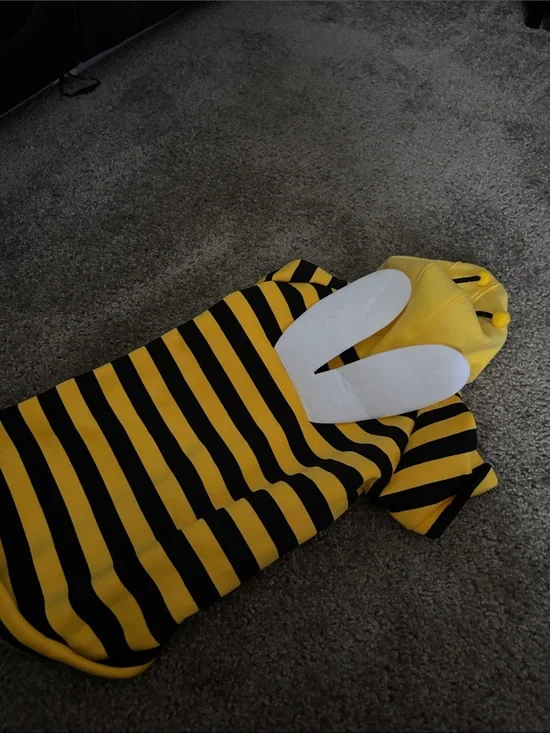 Dog Striped Bumblebee Hoodie Costume - Yellow & Black