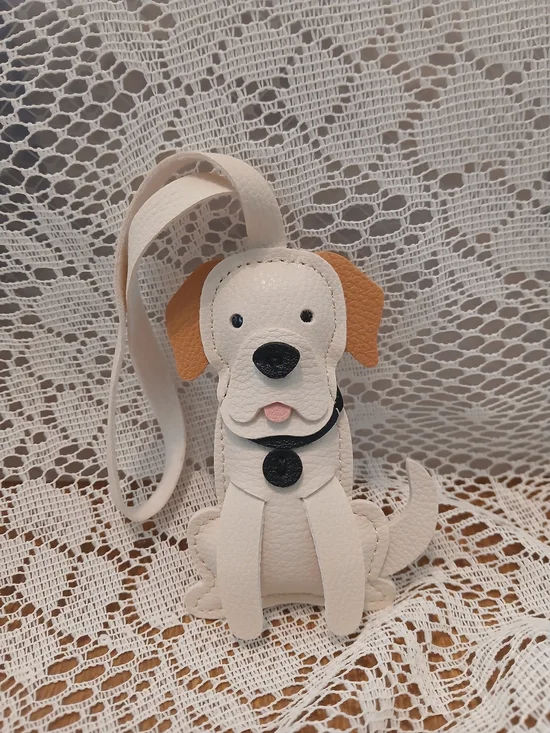 Handcrafted Cream & Tan Dog Bag Charm  Pets Dog