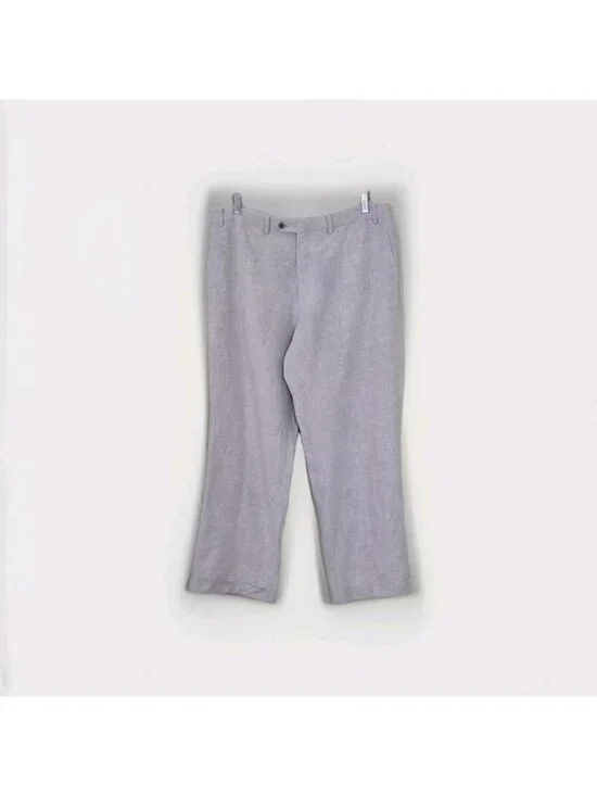 Calvin Klein Linen Pants Men 38 Regular Oatmeal Gray Straight Coastal Cruisewear