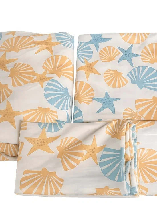 Coastal Shells Printed Queen Size Sheet Set