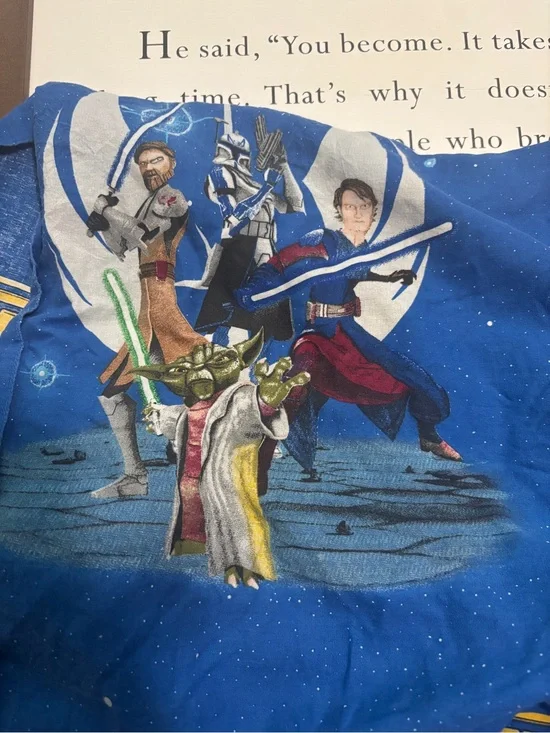 Star Wars Twin Flag Sheet with Yoda and Jedi - Blue