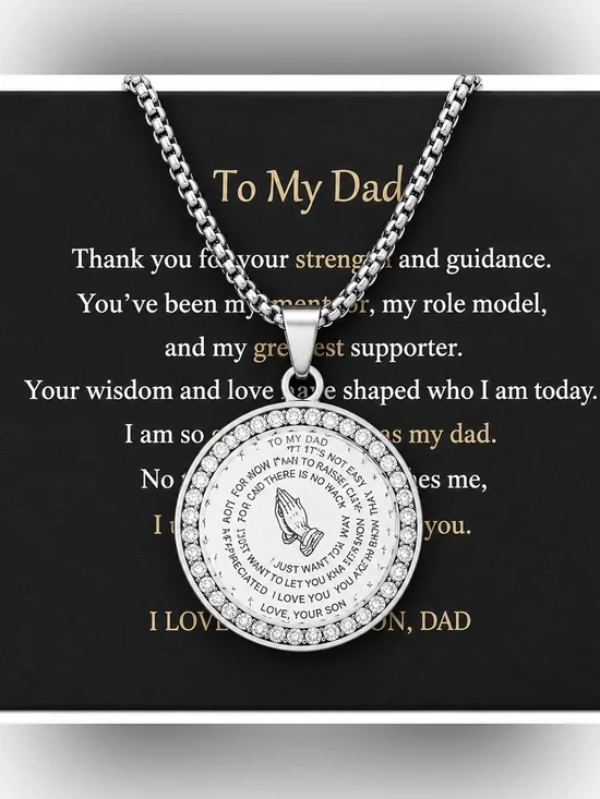 Serenity Prayer Necklace Stainless Steel Praying Hands Coin Pendant Adjustable