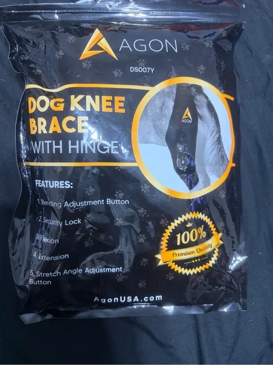 Dog Knee Brace with Hinge - Black and Yellow Packaging