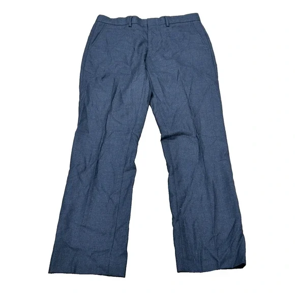 J.Crew Mens Navy Blue Wool Straight Leg Flat Front Bowery Dress Pants Size 32x30