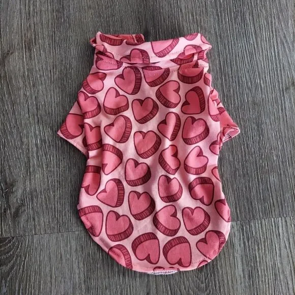 Pet Shirt Valentines Day Dog or Cat Medium Pink Candy Hearts Outfit X-Small