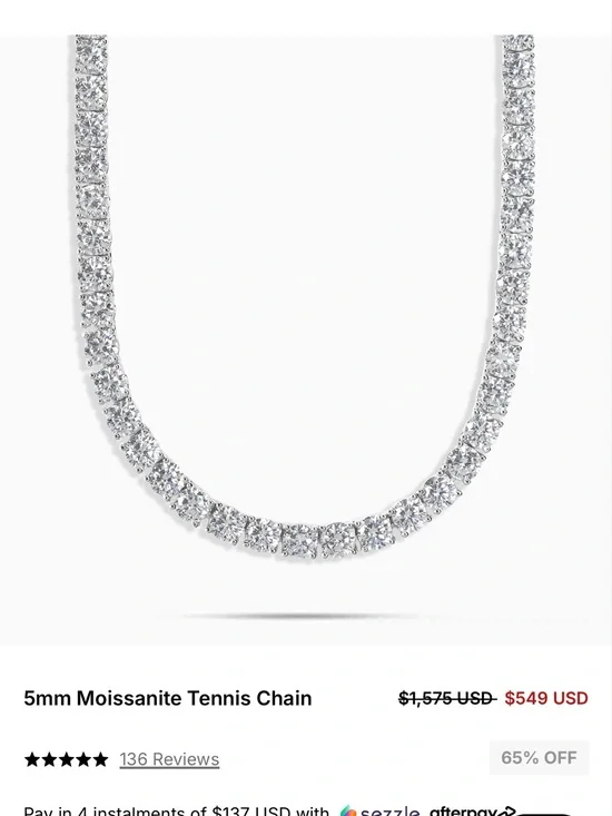 Ice Silver Moissanite Tennis Chain Necklace