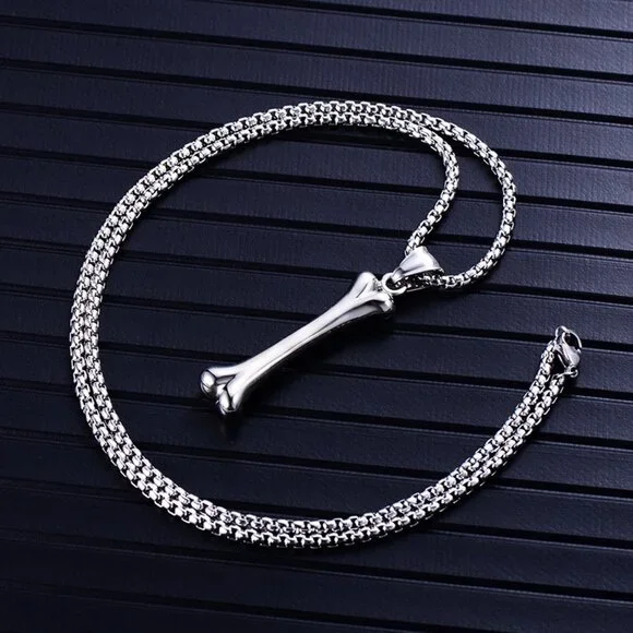 ❤️Fashion stainless steel dog bone skeleton pendant necklace for men, N90201P229