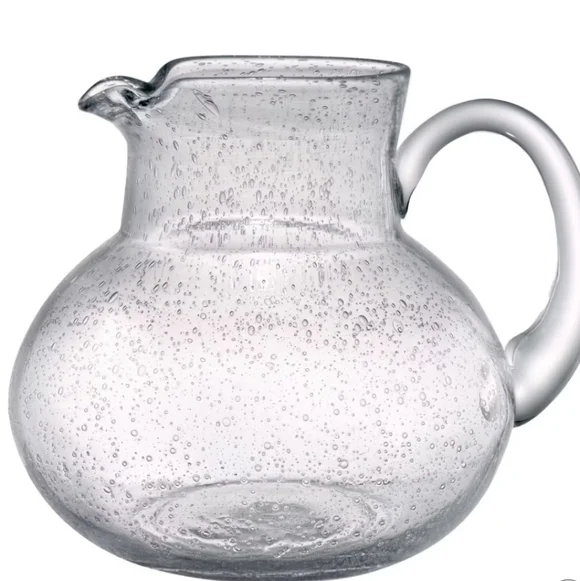 Clear Blown Glass Pitcher with Handle