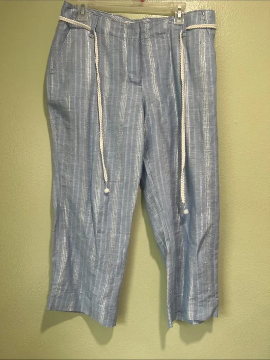 Tommy Bahama Light Blue Striped Linen-Blend Pants