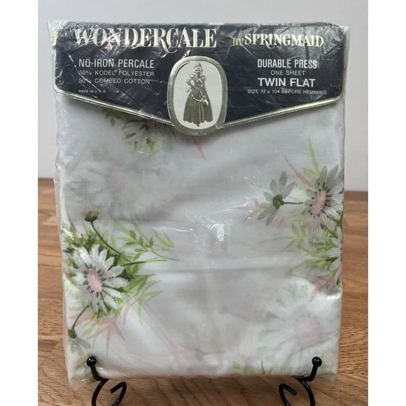 Vintage Wondercale by Springmaid Twin Flat Sheet- White Floral Fresh Daisies NEW