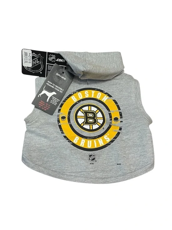 Sparo Boston Bruins NHL Dog Hoodie Pet Apparel Distressed Gray Small Hockey NWT
