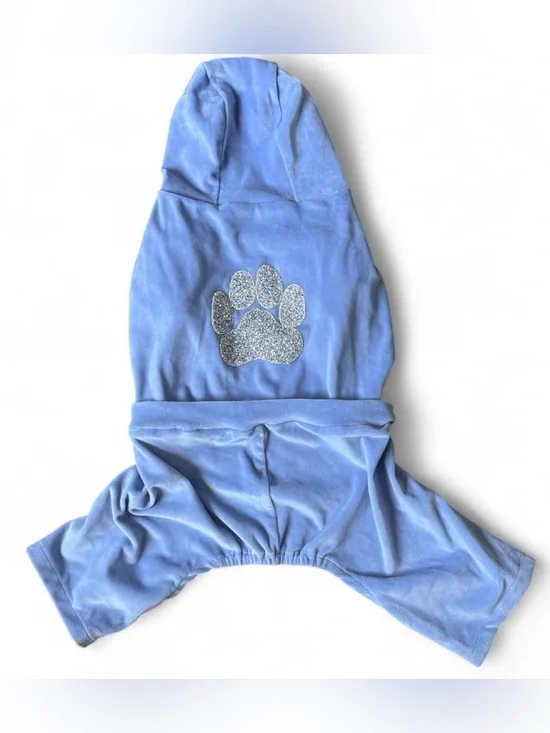 Isaac Mizrahi Light Blue Dog Hoodie with Silver Paw