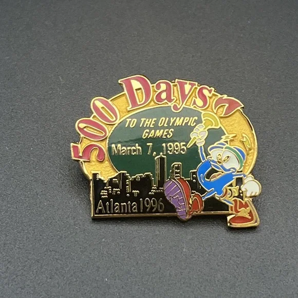 1996 Atlanta Olympic Games‎ 500 Days Left Izzy Mascot Lapel Hat Pin