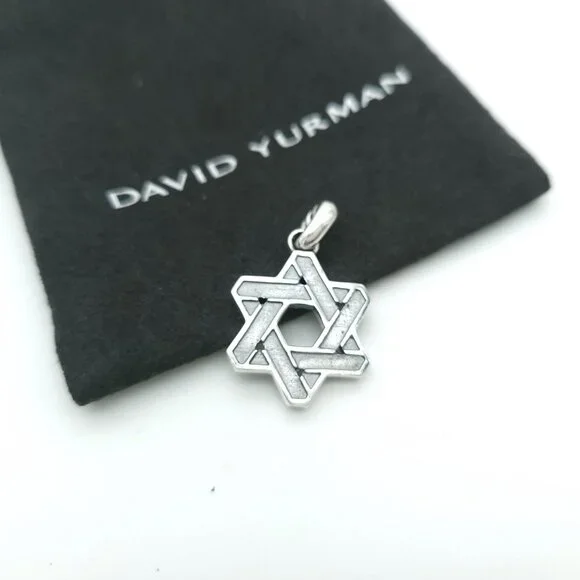David Yurman Sterling Silver 19mm Star of David Amulet Tag Pendant